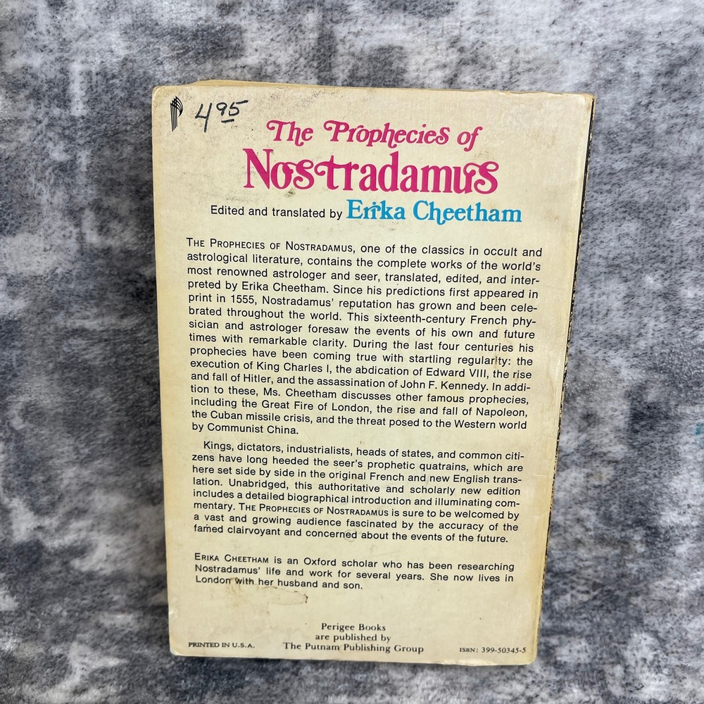 The Prophecies of Nostradamus Perigee Paperback Occult Future History - Picture 3 of 5